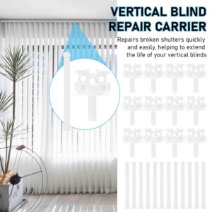 UXELY 12pcs/Set Vertical Blind Repair Carrier with Straps, Universal Vertical Blinds Repair Kit with Stem, Replacement Parts Vertical Blinds Curtain Accessories, No Drilling(White)