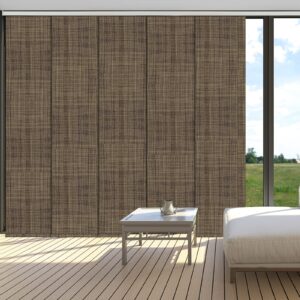 LETAU Cordless Track Blinds Slidding Panels, 100% Blackout Made to Order Vertical Blinds for Slidding Doors, Large Windows, Open Spaces and Room Dividers, Light Brown