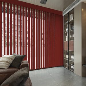 Cordless Vertical Blinds Window Blind, Blackout Fabric Vertical Blind, Energy Saving UV Protection Noice Reduce Vertical Blinds for Sliding Glass Doors, Patio Doors, Wine Red