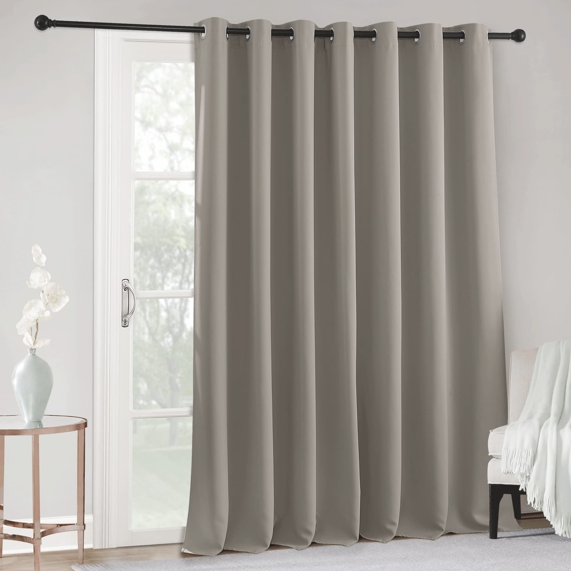 RYB HOME Sliding Glass Door Curtains for Patio, Blackout Thermal Insulating Privacy Vertical Blinds for Large Window Living Room Bedroom Drop Cloth Closet Divider, W 100 x L 84 inches, Sand