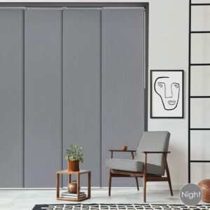 godear design adjustable sliding panel track door blinds 45.8"- 86" w x 96" h, extendable track vertical blinds for sliding glass doors, grey trimmable fabric panel curtains, light filtering, find me