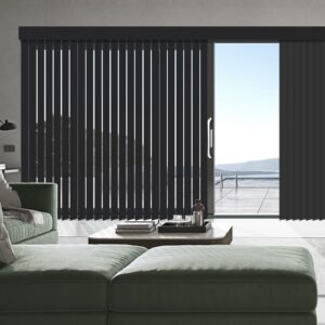 Cordless Blackout Vertical Blinds, Black Custom 3.5 Inches Slat Fabric Window Blinds, Vertical Shades UV Protection Super Large Size to 104" W for Large Windows, Sliding Doors and Patio Doors