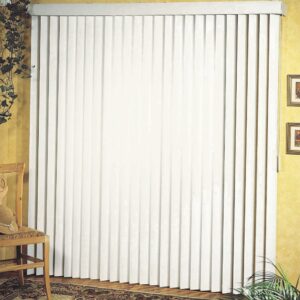 Vertical Hard Window Patio Blinds - White, 84" L x 78" W Plain & 3-1/2-Inch Vane - Easy Installation for All Patio Doors, Hardware Included - Aluminum Track for Durability, Anti-Static Slats