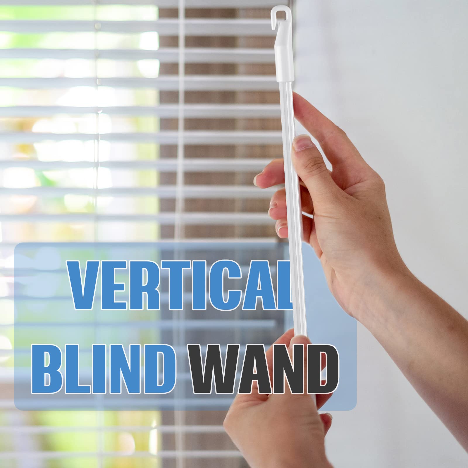 2 Pieces Blind Wand Vertical Blinds Replacement Parts Blind Rod with Hook and Grip Clear Blind Opener Long Window Blind Stick Tilt Rod (12 Inch, Aluminum Alloy)