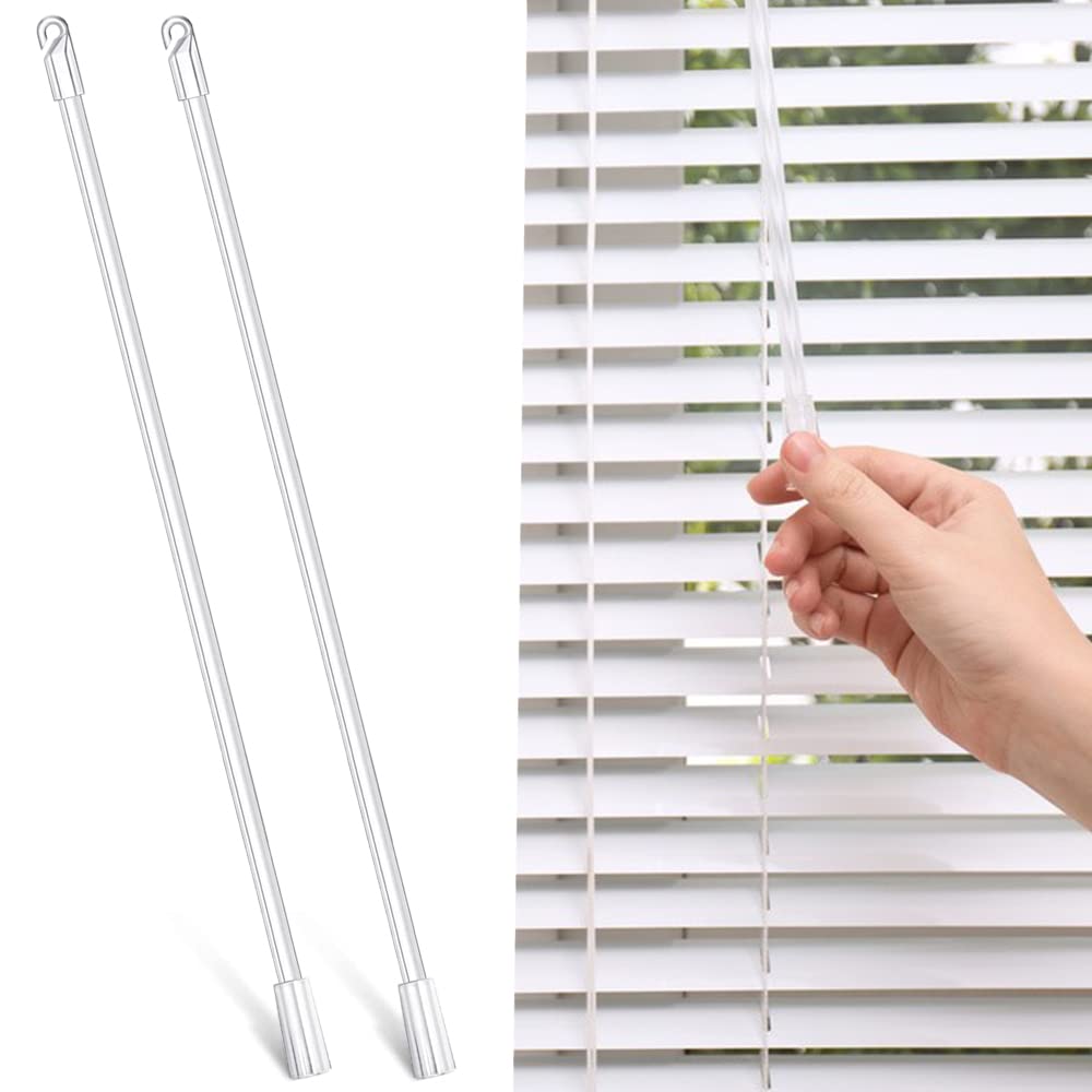 17 Inches 2 Pieces Blind Wand, Tilt Wand Replacement, Blinds Replacement Parts, Vertical Blind Opener, Clear Window Blind Wand, Blind Rod with Hook and Grip, Blind Opener Accessory