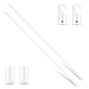 bokon 2 pieces pvc blind wand white vertical blinds rod replacement parts blind wand with hook and handle blind opener stick curtain wand tilt rod for windows accessory (24 inch)