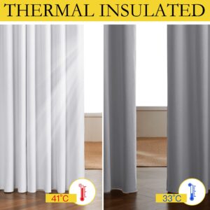 NICETOWN 100% Absolutely Blackout Linen Curtains with Thermal Insulated White Liner, White, 52 inches Wide, 72 inches Length Energy Saving Curtains for Living Room 2 Panels Set, Vertical Blinds