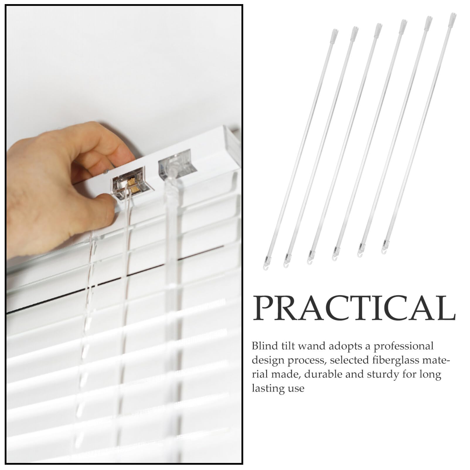 Cabilock Window Blinds Window Blinds Curtain Opener 6pcs Household Blind Wand Vertical Blind Rod Replacement Window Blind Stick Blind Supply Window Blind Tilt Wand White Curtains White Curtains