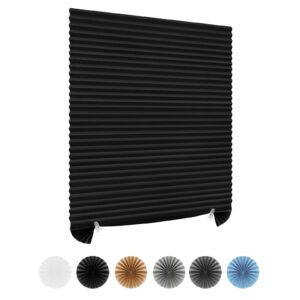 maritown temporary blackout blinds for window, self adhesive window blinds vertical pleated blinds cordless no drill fabric room darkening shades for bedroom bathroom kitchen living room office