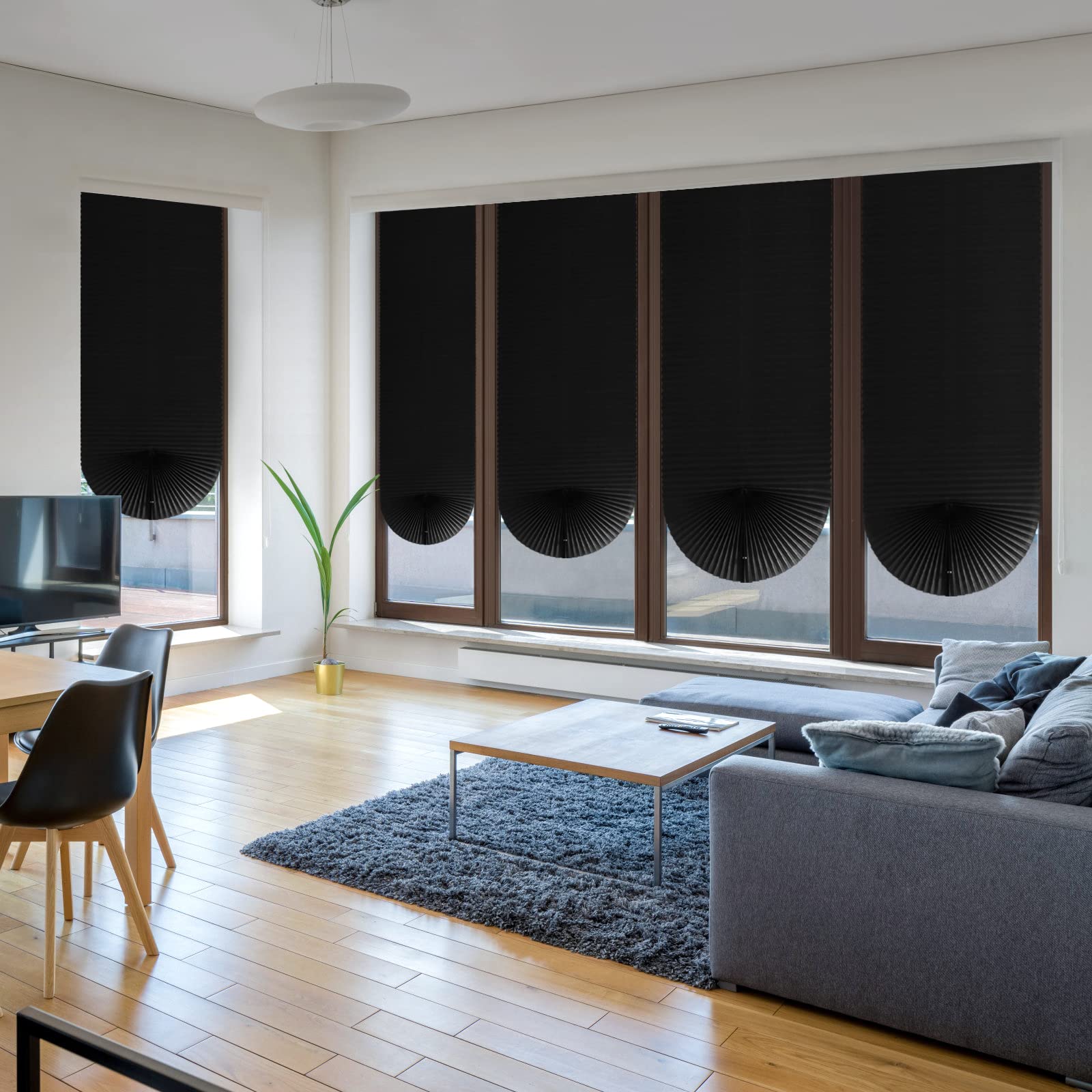 Maritown Temporary Blackout Blinds for Window, Self Adhesive Window Blinds Vertical Pleated Blinds Cordless No Drill Fabric Room Darkening Shades for Bedroom Bathroom Kitchen Living Room Office