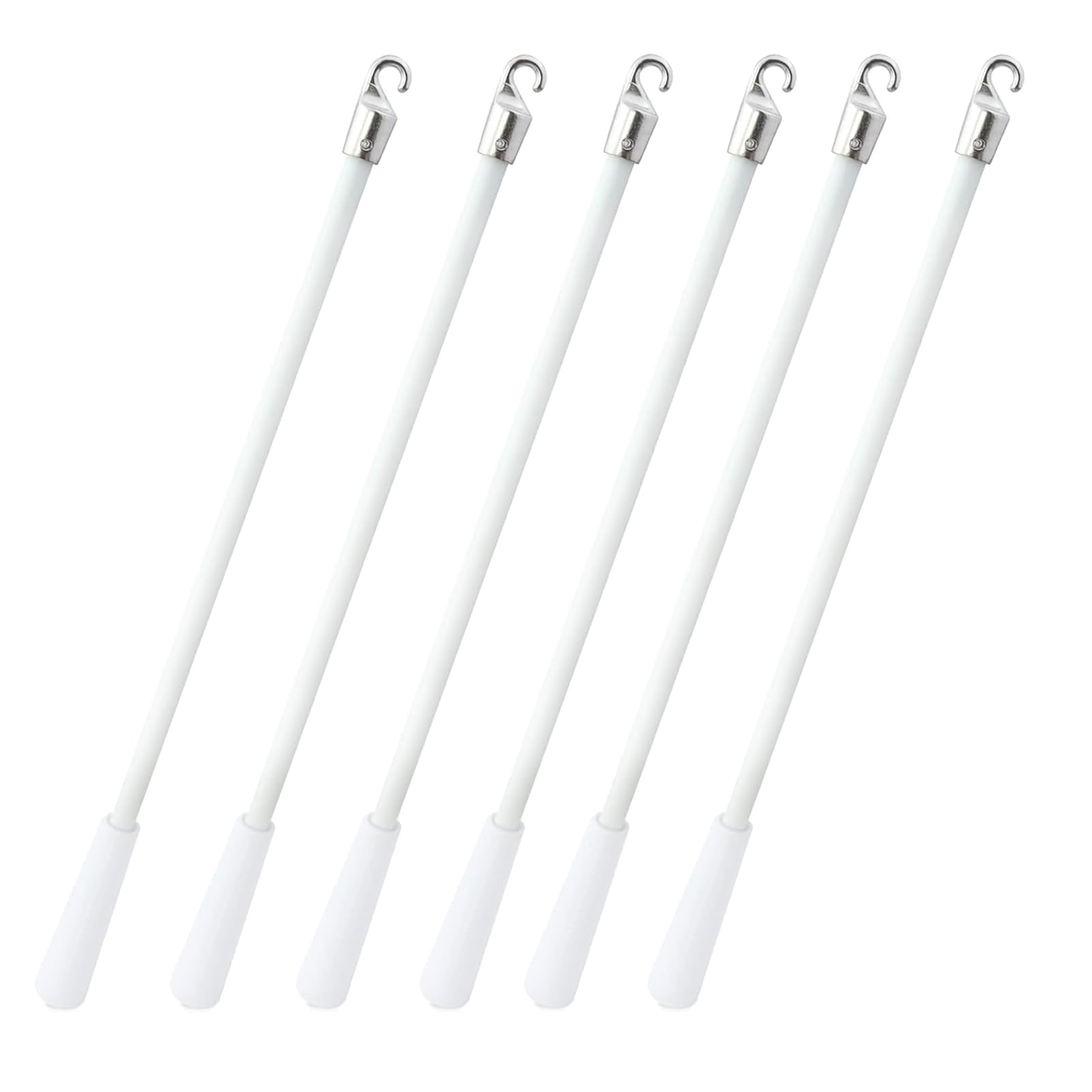 6 Pack Blind Wand with Metal Hook, 12 Inch White Fiberglass Window Blind Tilt Wand, Vertical Blind Wand Control Replacement, Blind Rod Replacement, Blind Opener Stick