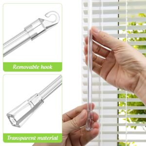 Housoutil Venetian Blinds 8PCS Vertical Blinds Replacement Parts, 24inch Blind Rod with Hook and Grip, Vertical Blind Wand Clear Plastic Blind Opener for Vertical & Wood & Cordless Blinds White Blinds