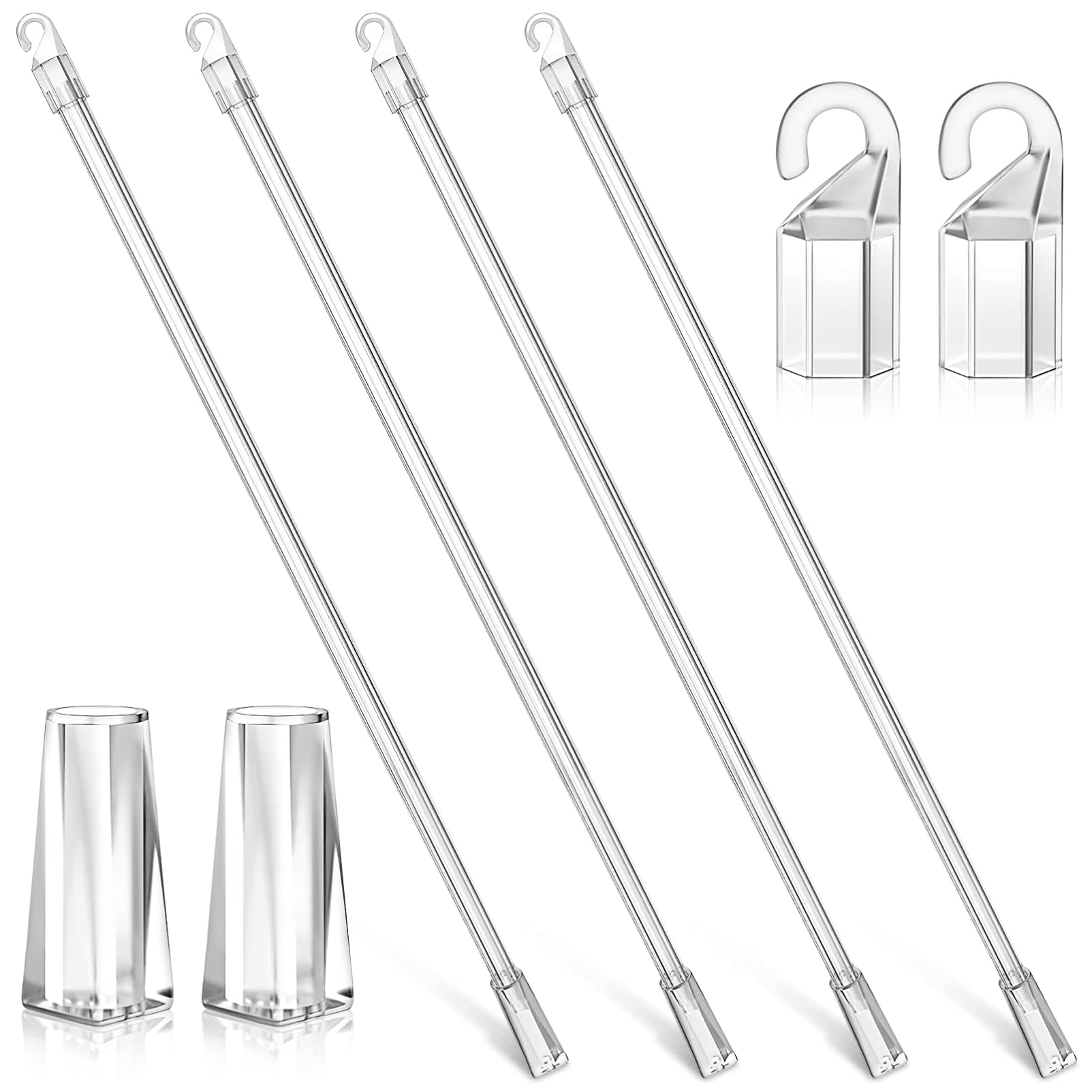 Housoutil Venetian Blinds 8PCS Vertical Blinds Replacement Parts, 24inch Blind Rod with Hook and Grip, Vertical Blind Wand Clear Plastic Blind Opener for Vertical & Wood & Cordless Blinds White Blinds