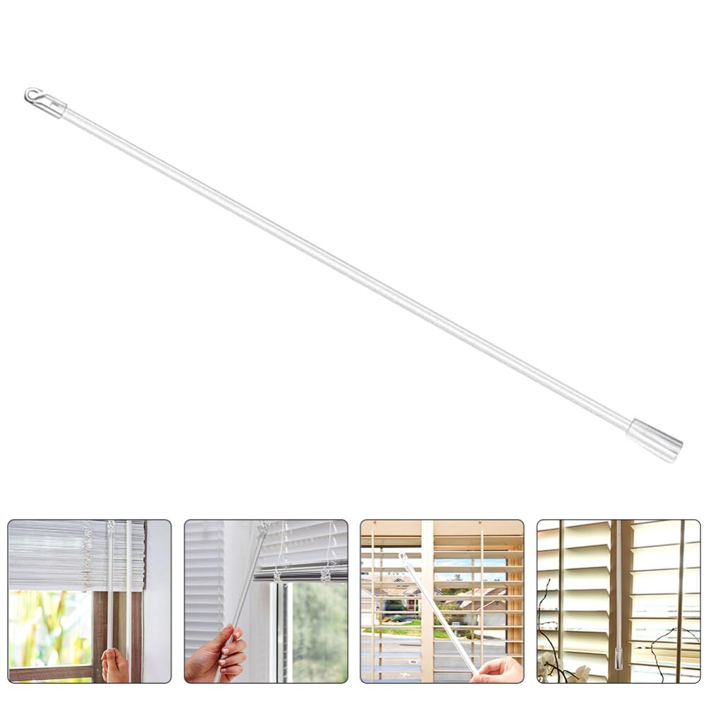 Blinds Stick Hook 24inch Transparent Fiberglass Blind Wand, Long Vertical Blinds Replacement Parts Blinds Stick with Hook and Handle Blind Tilt Wand