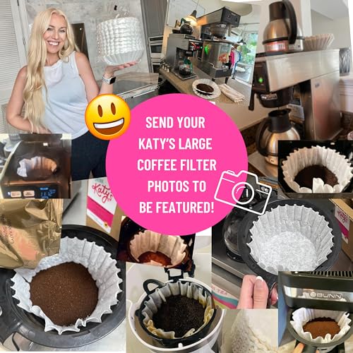 Drink Katy’s Large Coffee Filters - 12 Cup Commercial Coffee Filters for Bunn Machines - Premium Paper, Bigger & Tall Walls, No More Messy Ground Overflow - Woman Owned (500 Count / 1 Year+ Supply)