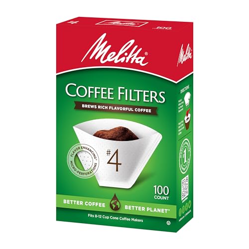 Melitta #4 Cone Coffee Filters, White, 100 Count (Pack of 6) 600 Total Filters Count - Packaging May Vary