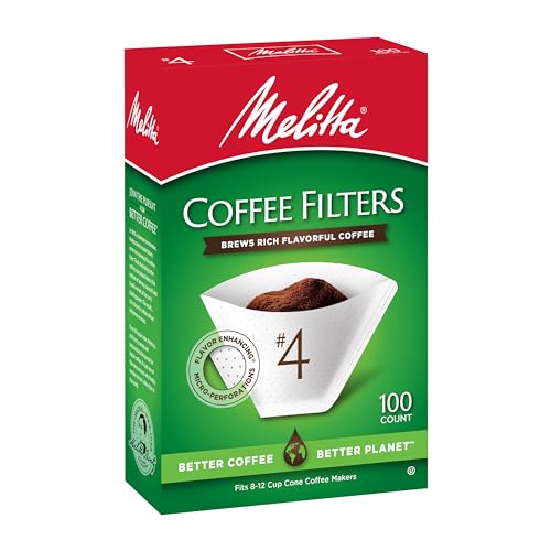 Melitta #4 Cone Coffee Filters, White, 100 Count (Pack of 6) 600 Total Filters Count - Packaging May Vary