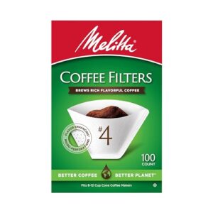 Melitta #4 Cone Coffee Filters, White, 100 Count (Pack of 6) 600 Total Filters Count - Packaging May Vary