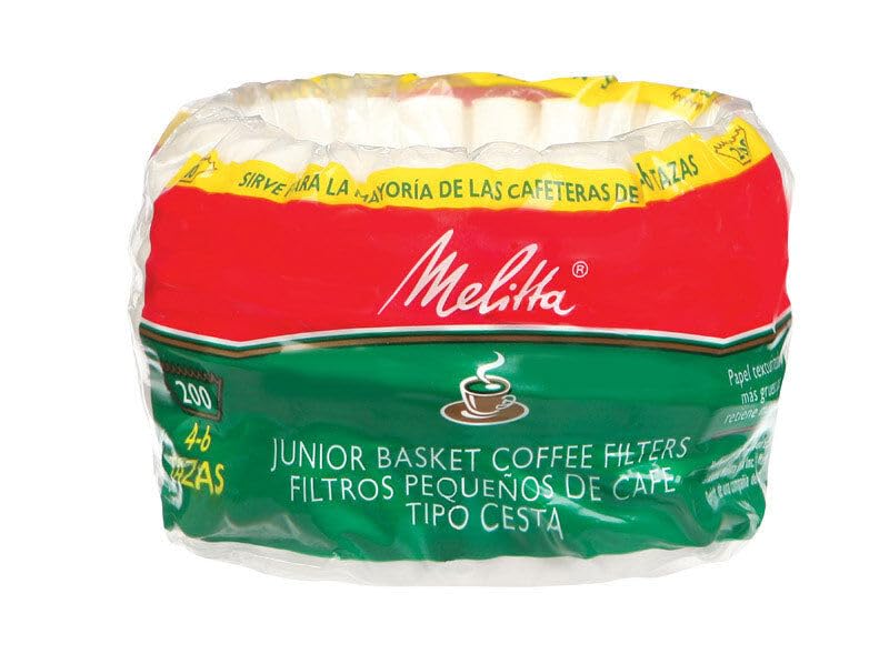 Melitta Junior Basket Coffee Filters 200-Count, White, 4-6 Cups (Pack of 3)