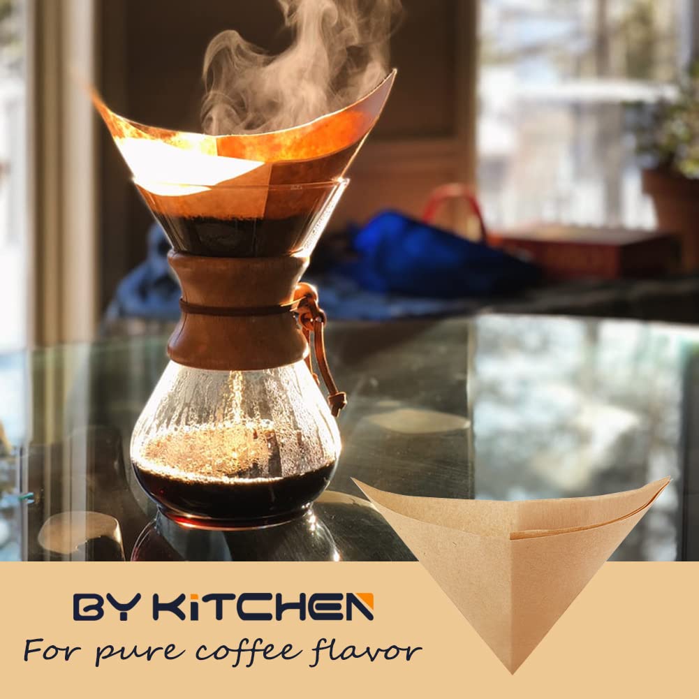 BYKITCHEN Pour Over Coffee Filter, Squares, Natural Unbleached Disposable Coffee Filter Papers for Pour Over Coffee Maker Drippers and More(Set of 50 & Fit for 3-10 Cups)