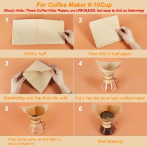 BYKITCHEN Pour Over Coffee Filter, Squares, Natural Unbleached Disposable Coffee Filter Papers for Pour Over Coffee Maker Drippers and More(Set of 50 & Fit for 3-10 Cups)