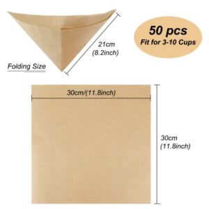 BYKITCHEN Pour Over Coffee Filter, Squares, Natural Unbleached Disposable Coffee Filter Papers for Pour Over Coffee Maker Drippers and More(Set of 50 & Fit for 3-10 Cups)