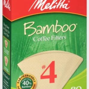 Melitta #4 Cone Coffee Filters, Bamboo, 80 Count