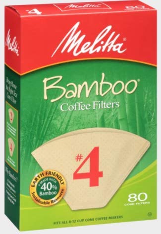 Melitta #4 Cone Coffee Filters, Bamboo, 80 Count