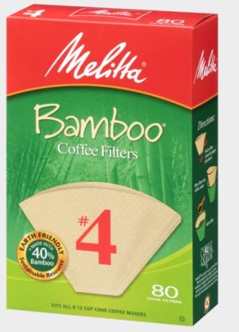 Melitta #4 Cone Coffee Filters, Bamboo, 80 Count