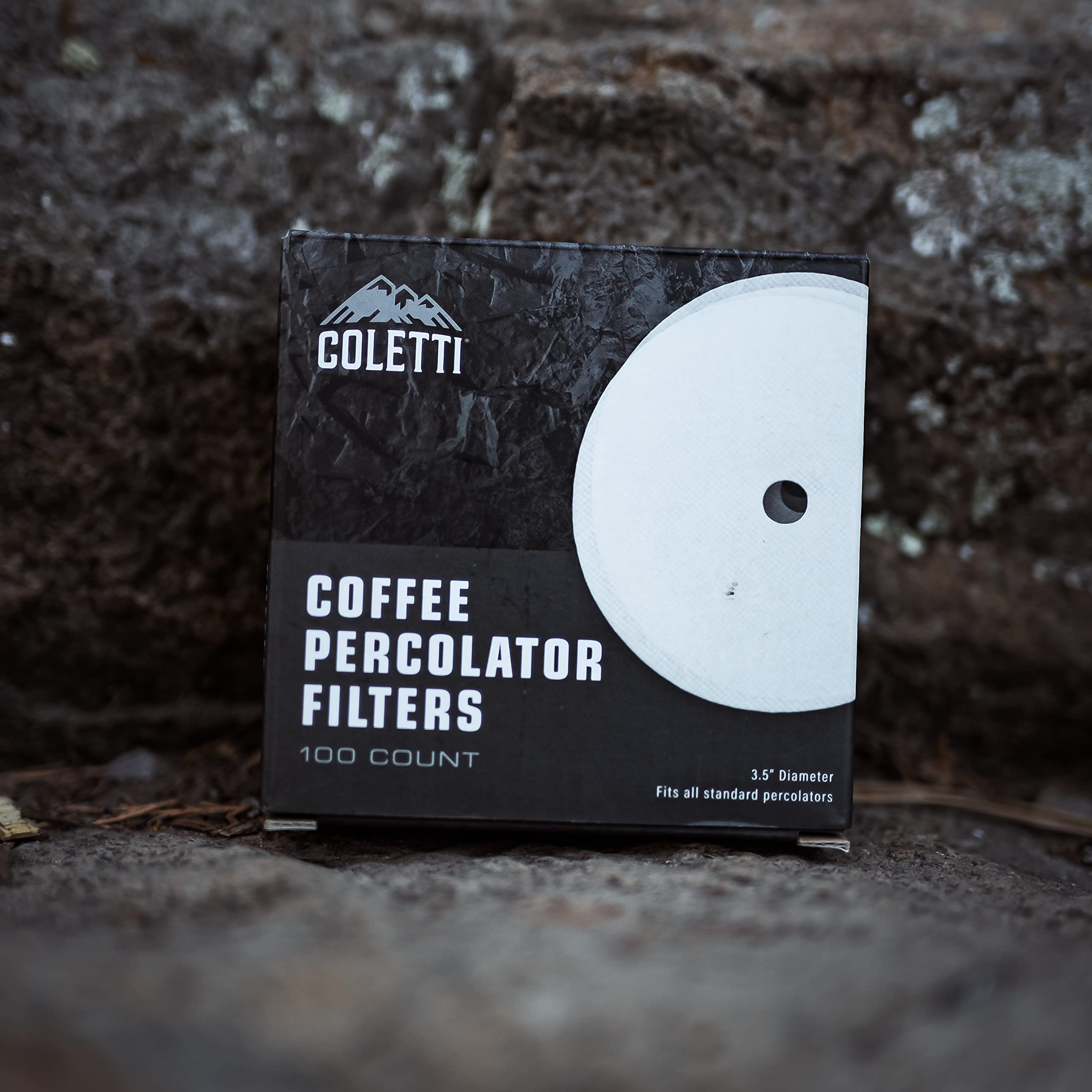 COLETTI Percolator Coffee Filters — Disc Coffee Filters For Percolators – For Bozeman, Butte, & Scoutmaster Camping Coffee Makers – Perfectly Tasteless, Mesh Filter [100 pack, Paper, 3.75”]