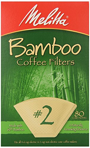 Melitta #2 Cone Coffee Filters, Bamboo, 80 Count (Pack of 6) 480 Total Filters Count - Packaging May Vary