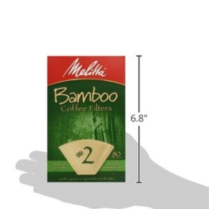 Melitta #2 Cone Coffee Filters, Bamboo, 80 Count (Pack of 6) 480 Total Filters Count - Packaging May Vary