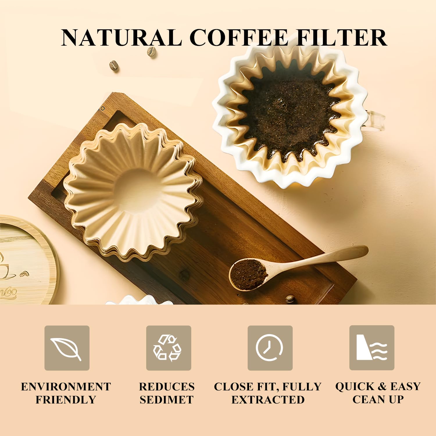 Empstorm Coffee Filters 8-12 Cup, 7.875 inch x 3.25 inch, 100 Count Basket Coffee Filters, Disposable 8 to 12 Cup Coffee Filter Paper, Natural Unbleached