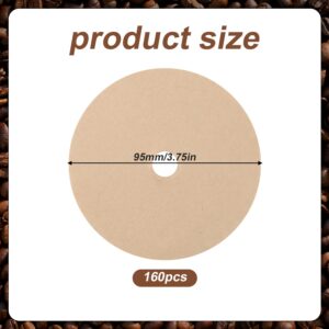 160pcs Round Coffee Filters, 3.75 Inch Circular Coffee Filters Paper Unbleached Disc Coffee Filters Espresso Coffee Filter for Bozeman Percolator (Brown)