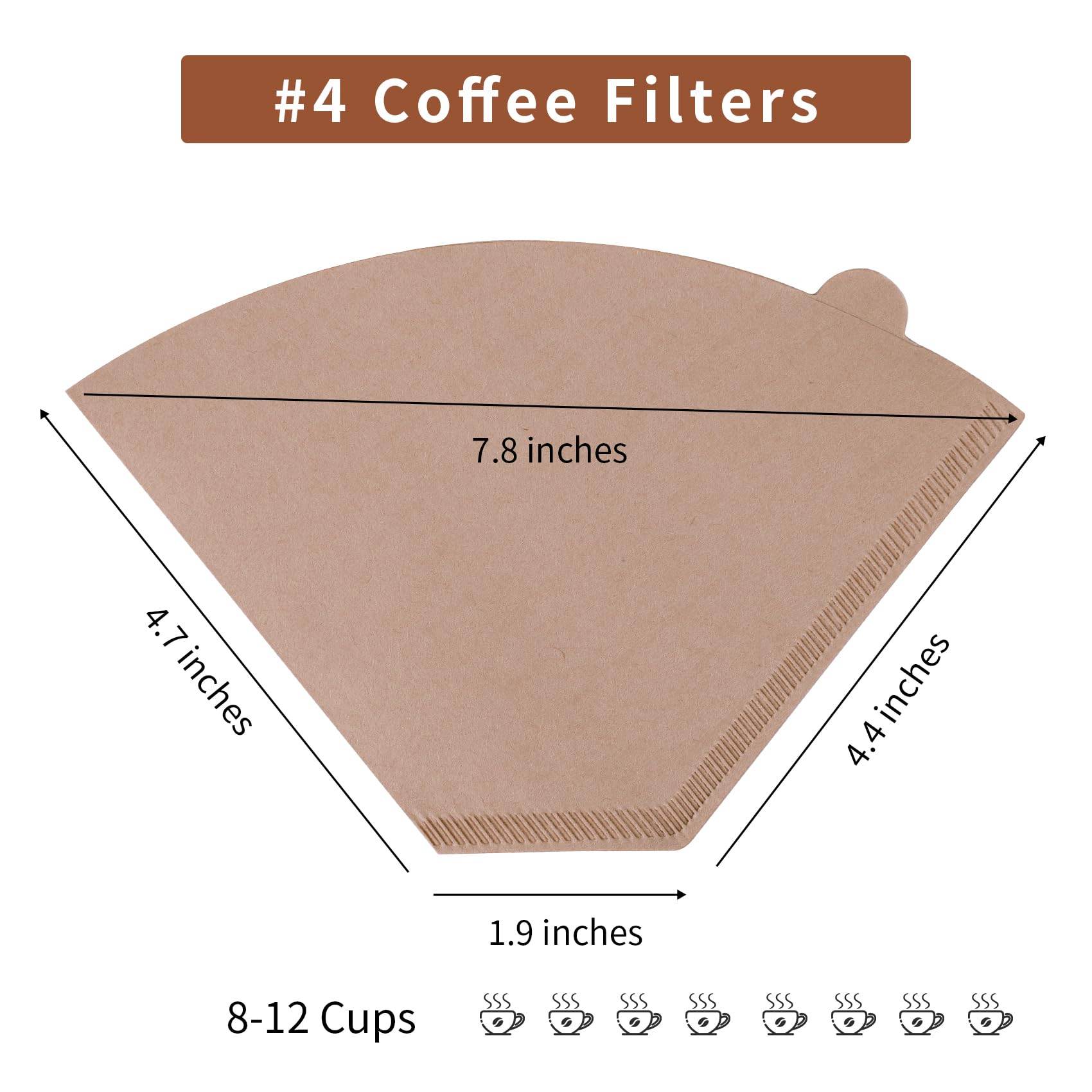 CAFEGENS Cone Coffee Filters #4, 200 Counts Coffee Filters 8-12 Cup, Disposable Coffee Filters Cone Nature Unbleached Paper Filters for Pour Over and Drip Coffee Maker