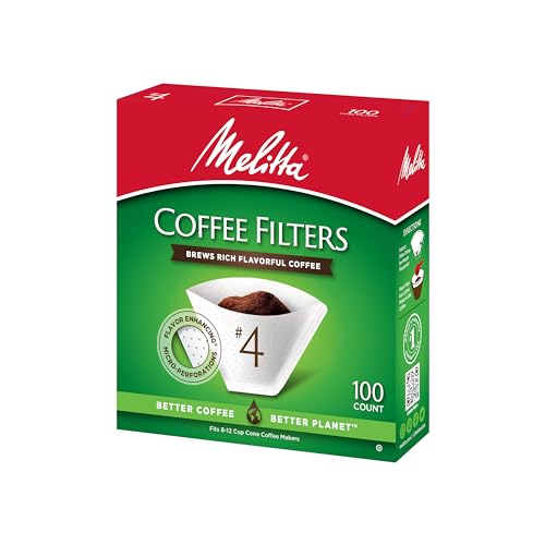 Melitta #4 Cone Coffee Filters, White, 100 Count (Pack of 6) 600 Total Filters Count - Packaging May Vary