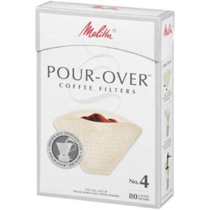 Melitta 4 Pour Over Cone Coffee Filters, Beige, 80 Total Filters Count - Packaging May Vary