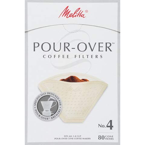 Melitta 4 Pour Over Cone Coffee Filters, Beige, 80 Total Filters Count - Packaging May Vary