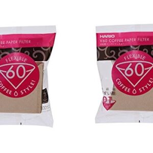 Hario 01 Coffee Natural Paper Filters, 2-Pack Set 100 Filters per Pack (Total of 200 Filters) (Japan Import)