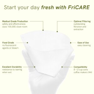 FriCARE Coffee Filters #4 for 8-12 Cup Ninja Coffee Maker CE251 CM401 - Unbleached Disposable Coffee Filter - No-break Confidence - Premium Cone Coffee Filter Replacement - White, 100 Ct