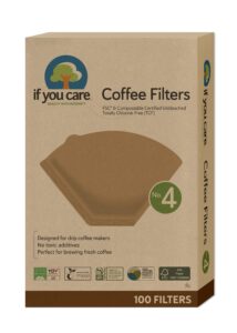 if you care # 4 cone shaped unbleached all natural compostable coffee filters, 100 count (pack of 2), chlorine free