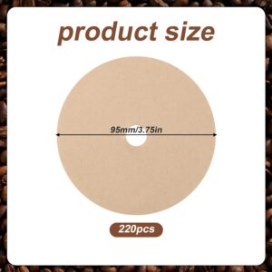 220pcs Round Coffee Filters, 3.75inch Coffee Filters Paper Unbleached Disc Coffee Filters Espresso Coffee Filter for Bozeman Percolator (Brown)