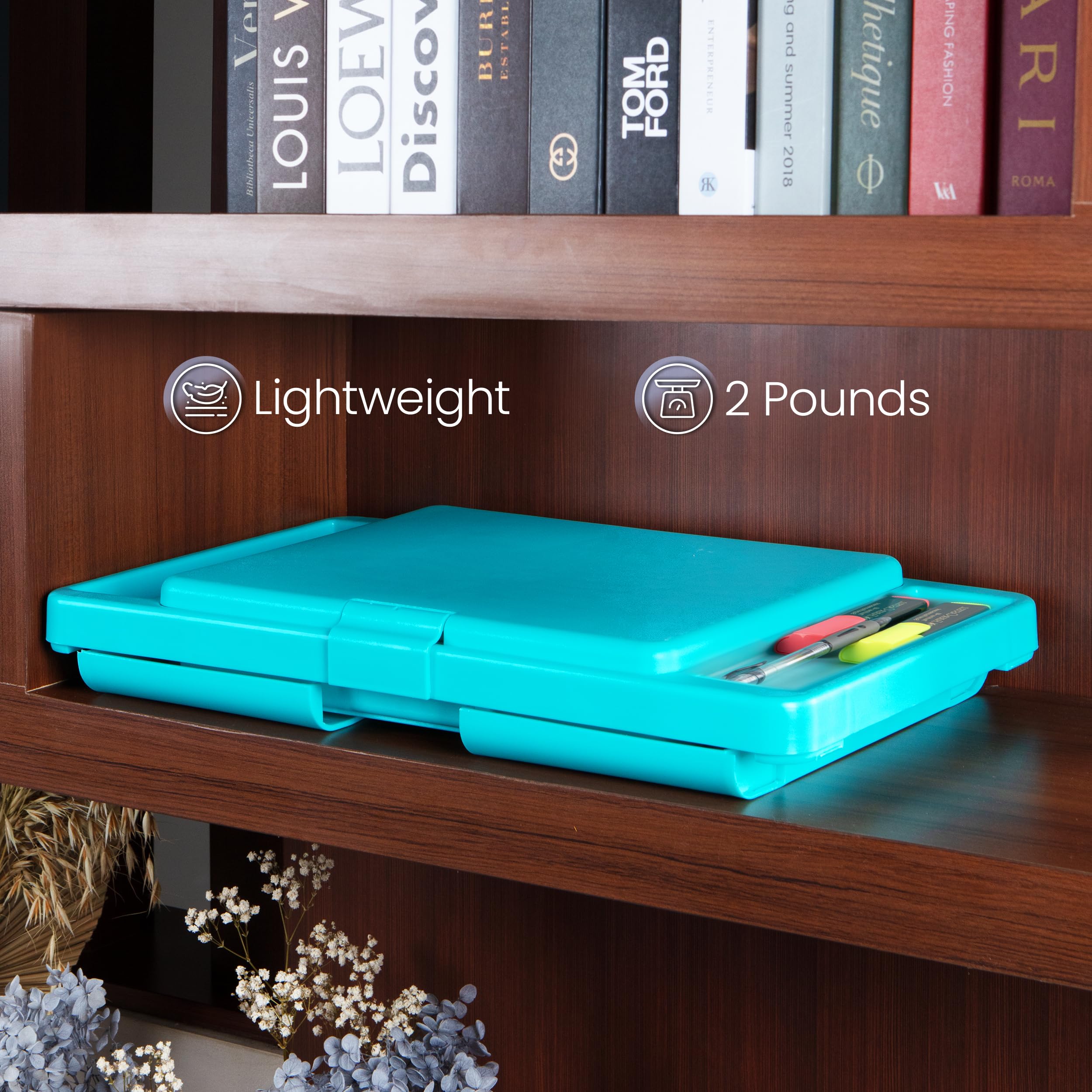 Foldable Lap Desk with Storage Pocket- | Perfect use for Children's Activites, Travel, Breakfast in Bed, Gaming and Much More! Great for Kids and Teens! (Teal Blue)