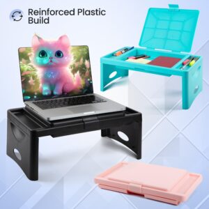 Foldable Lap Desk with Storage Pocket- | Perfect use for Children's Activites, Travel, Breakfast in Bed, Gaming and Much More! Great for Kids and Teens! (Teal Blue)