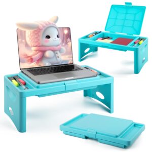 Foldable Lap Desk with Storage Pocket- | Perfect use for Children's Activites, Travel, Breakfast in Bed, Gaming and Much More! Great for Kids and Teens! (Teal Blue)