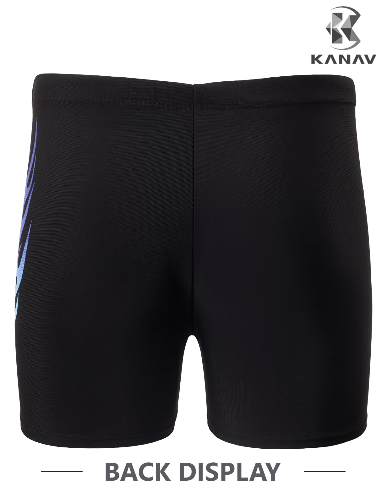 KANAV Men's Athletic Square Leg Swimsuit Jammers Durable Compression Swim Briefs Training Bathing Swimming Shorts Black/Blue