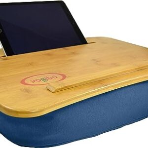 Yogibo Traybo 2.0 Lap Desk, Bamboo Top Lap Desk With Pillow for Laptop Built in Slot for Tablet or Phone, Lap Pad for Working, Reading, Writing, Lap Board, Blue