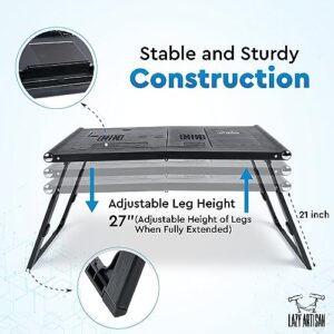 Lazy Artisan Lap Desk for Laptop - Portable Foldable Laptop Bed Desk with Dual USB Cooling Fans and Tablet Clamp with Stopper, Laptop Desk for Reading, Writing, Working in Bed