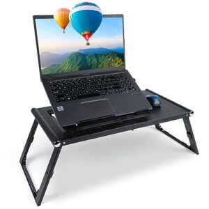 Lazy Artisan Lap Desk for Laptop - Portable Foldable Laptop Bed Desk with Dual USB Cooling Fans and Tablet Clamp with Stopper, Laptop Desk for Reading, Writing, Working in Bed