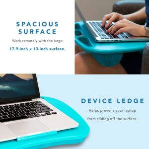 LAPGEAR MyDesk Lap Desk with Device Ledge and Phone Holder - Turquoise - Fits up to 15.6 Inch Laptops - Style No. 44449